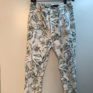 Zara trousers straight leg floral stretch pants